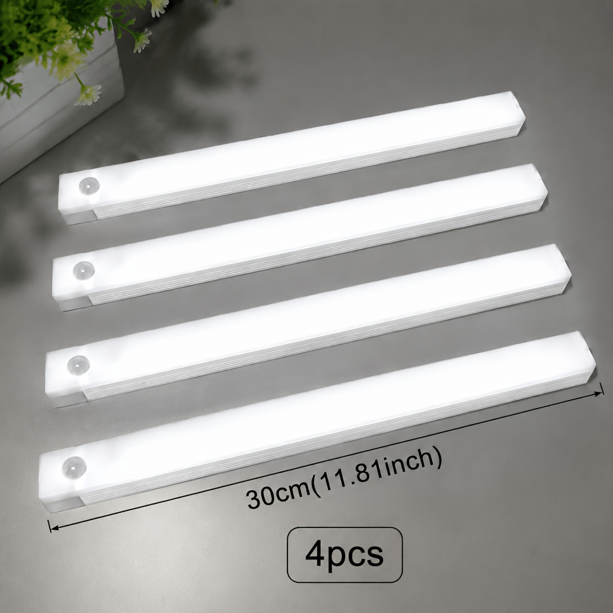 TEMU Paquete de 4/6 luces recargables USB con sensor de movimiento, barras de luz nocturna LED frío, lámparas portátiles inalámbricas por movimiento,
