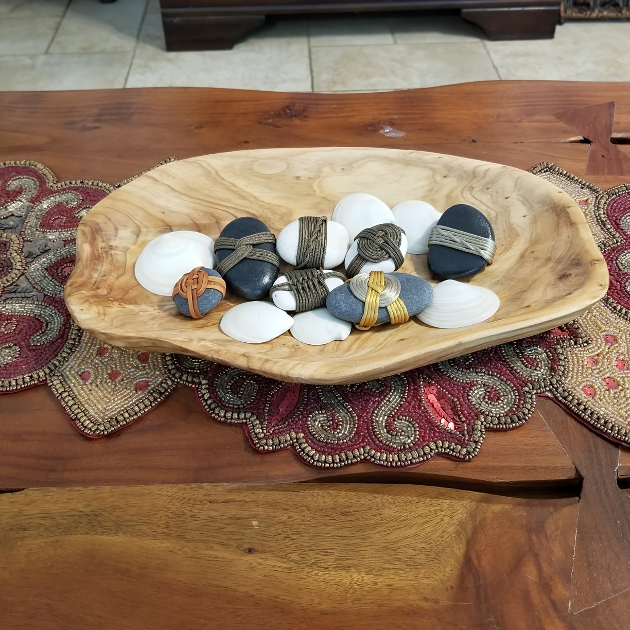 

Rustic Style Solid Wood Serving Tray For Home Decor, Natural Wooden Platter - Random Design , Room Decor