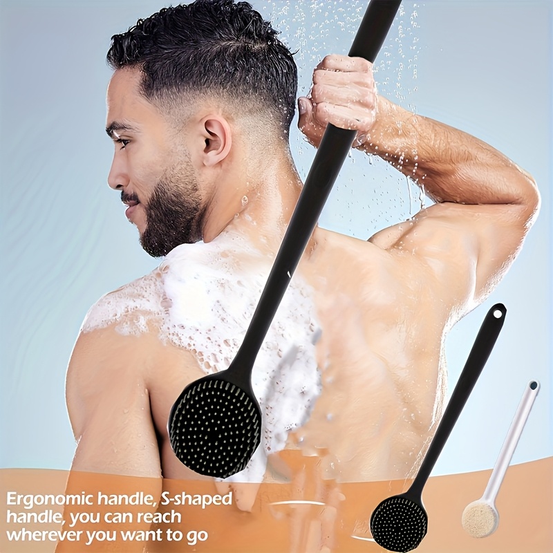 of soft silicone bath brush with a long handle back shower and body cleaning brush non   for   to   reach areas   adults and seniors bathroom shower accessories   Product details 0