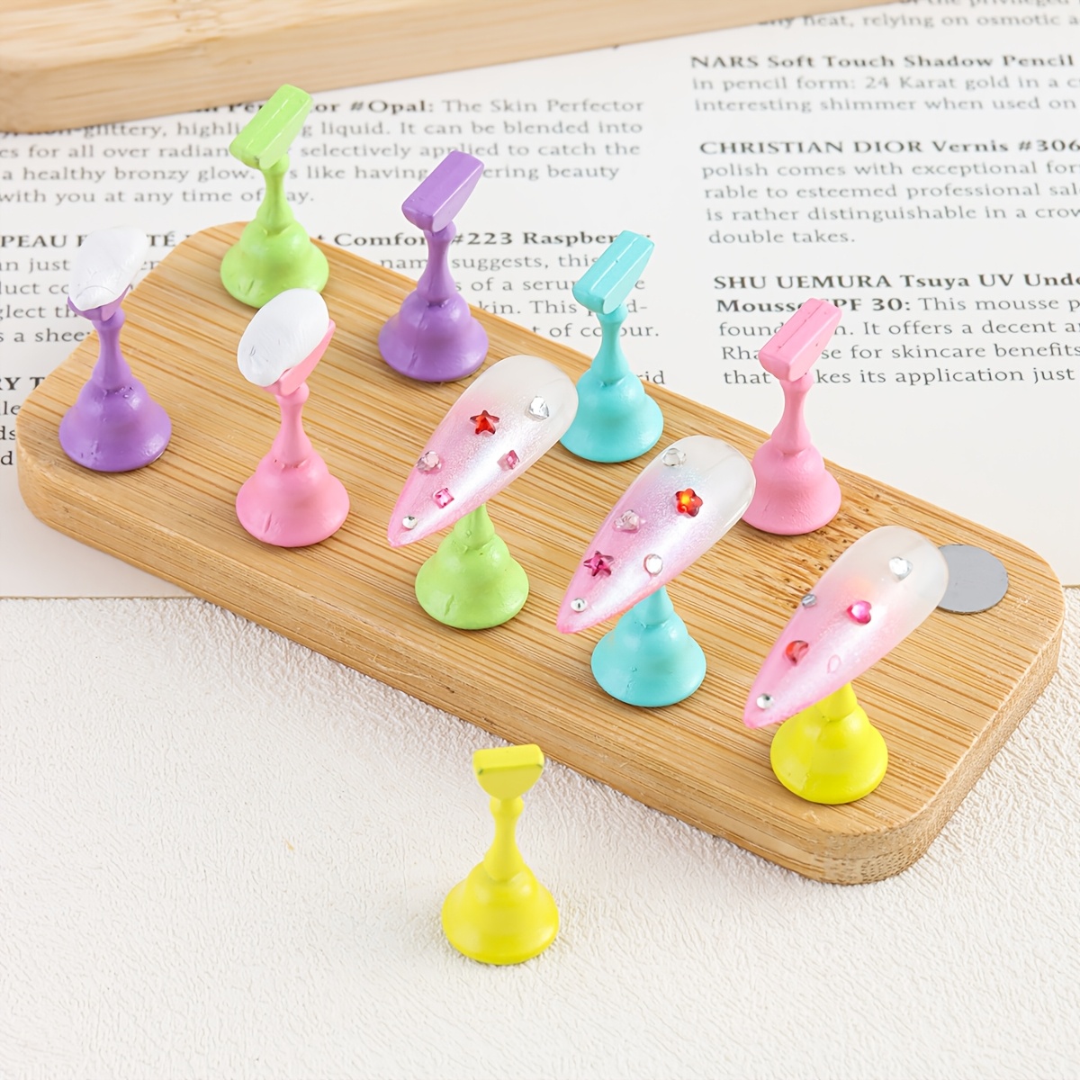 Macaron Bamboo Base Nail Art Practice Stand