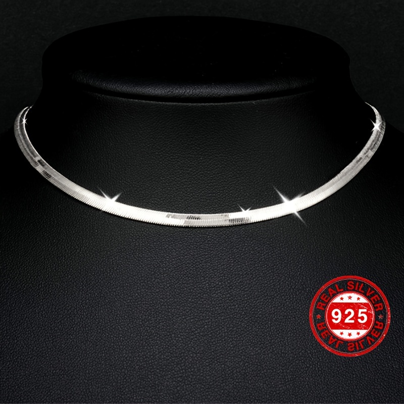 925 sterling silver thin flat snake bone chain necklace elegant neck chain jewelry idea gift weight 3 6g details 2