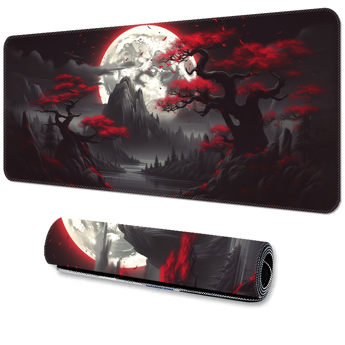 

Ink-style Scenic Mountains Extended Gaming Mouse Pad - Large Non-slip Rubber Base Mousepad With Stitched Edges, Washable Surface, For Esports, Computer & Office - Rectangular Oblong Mouse Mat