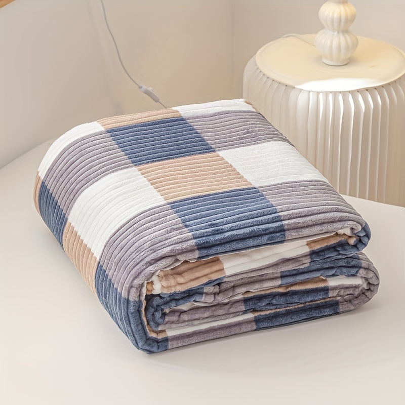 a magical fluffy striped blanket with printed   made of fleece   the office or a nap details 8