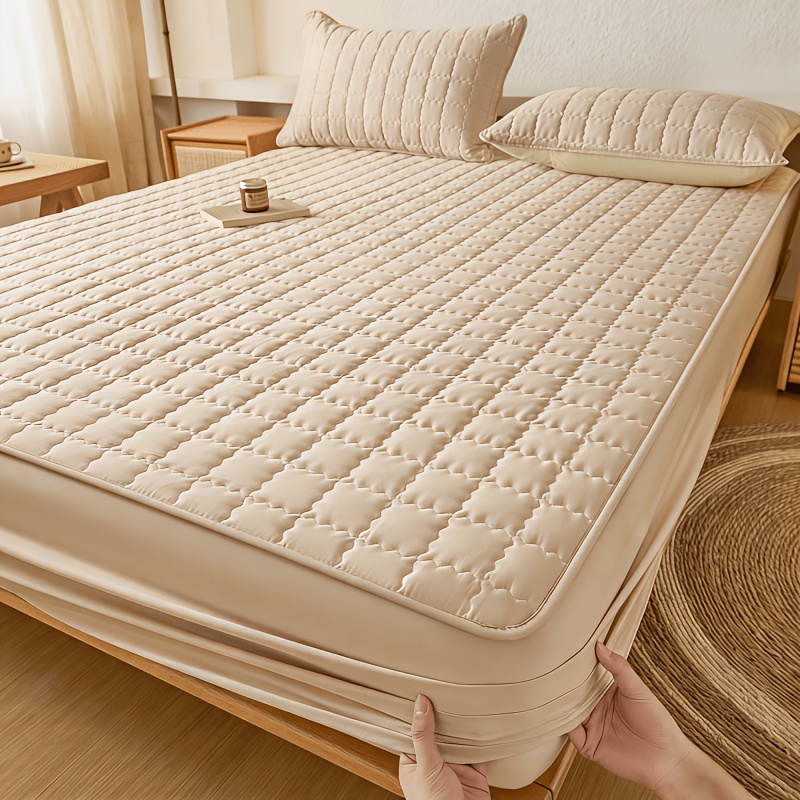 1pc Solid Color Waterproof Bedsheet, Quilted, Anti-Slip, Waterproof, Water-Resistant, Suitable for All Seasons, 360° Coverage, Height 15.75 Inches/40 Cm, Moisture-Wicking Mattress Cover, Bed Cover, Mattress Protector, Dust-Proof Protective