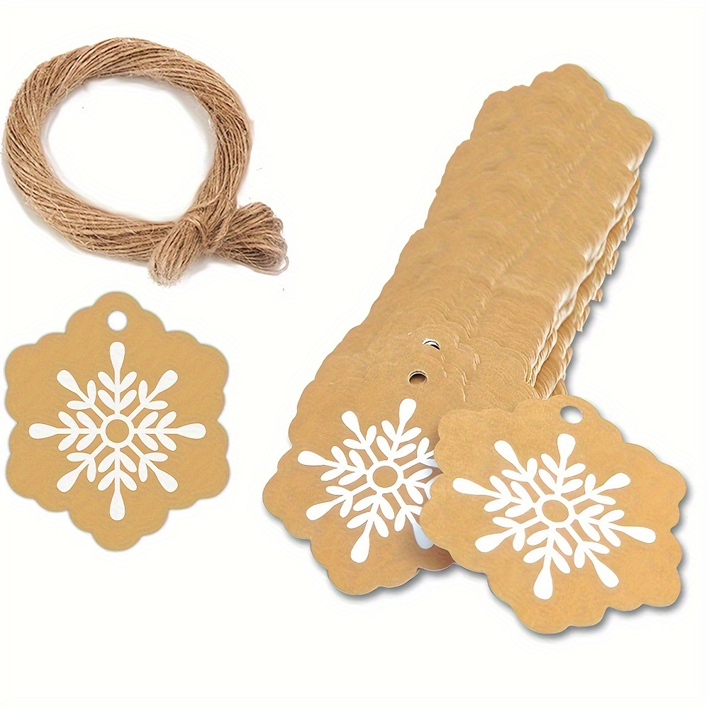 

100pcs/pack, Kraft Paper Snowflake Merry Card Label Diy Hang Tags Gift Wrapping Decor Gift Card Tags