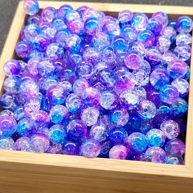 Image of 80pcs 8mm Aurora Multicolor Cracked Round Acrylic Beads For Diy Handmade Jewelry, Bracelets, Necklaces, Earrings, Etc.