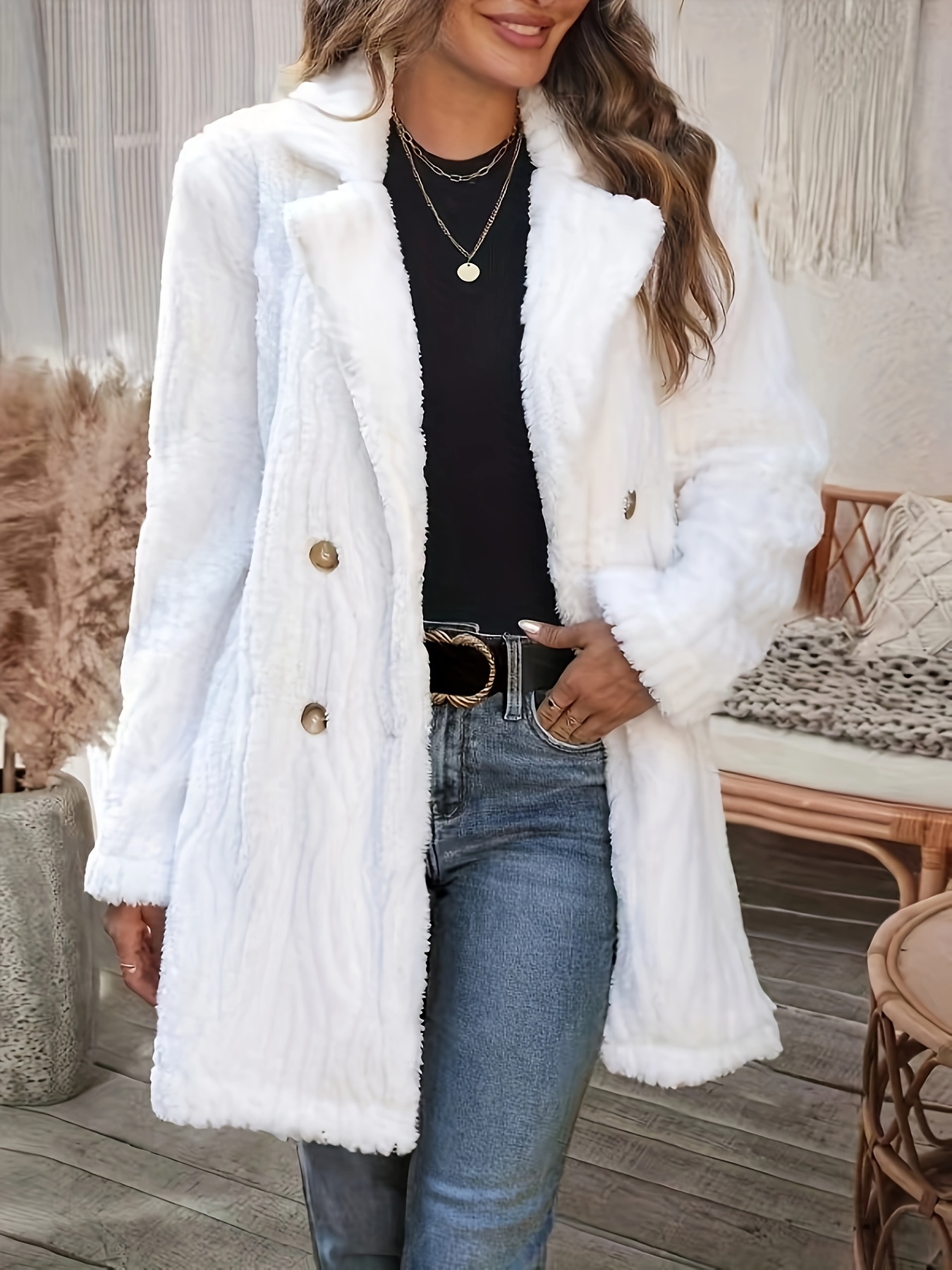 Long white coat womens best sale