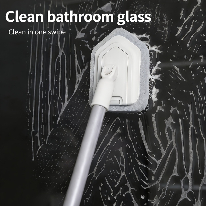 dual head retractable floor and shower brush long handle multi purpose cleaning for bathroom bathtub floor baseboards sink kitchen   walls made of plastic 9