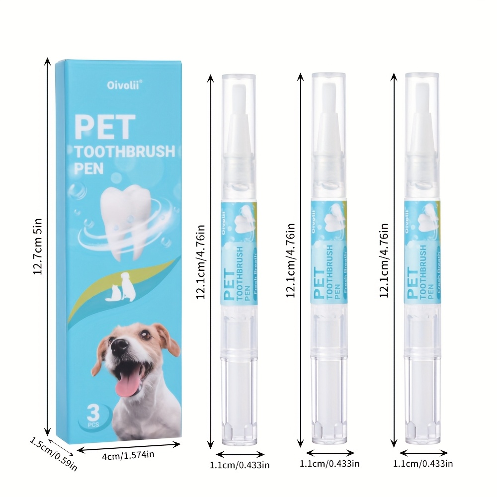 Image of Set Of 3 Dog Dental Cleaning Gels With Soft Brush Heads - Plastic Oral Care Suitable For Dogs And Cats - Non-electric Gel That Breath Fresh And Gums Healthy - Pet Teeth Cleaner .