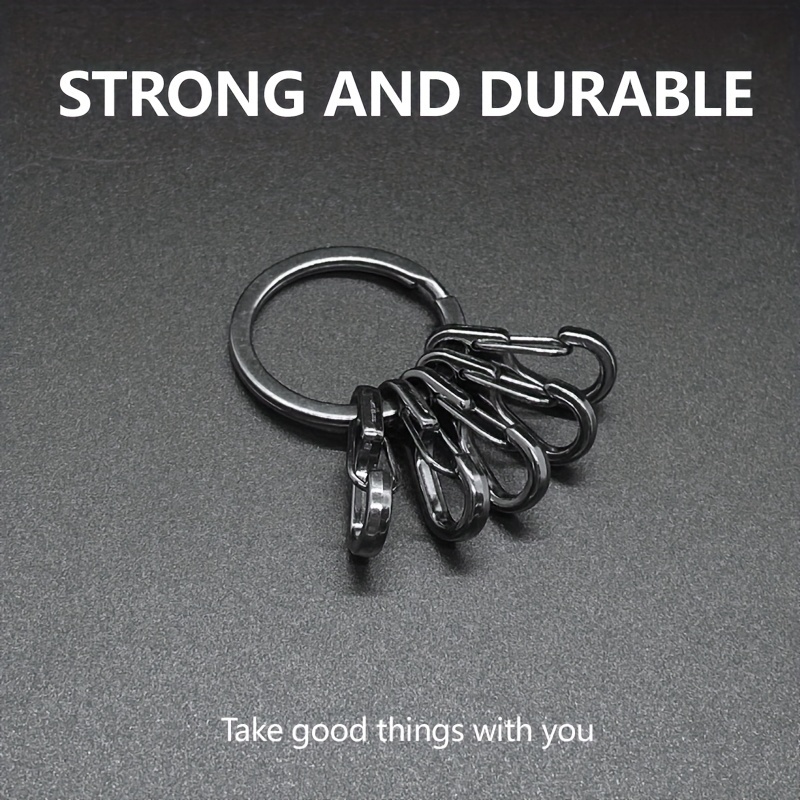 

Alloy Keychain With 7-shaped Clasp - Sleek Black, Portable & Anti-loss Keys - Strong & Stylish Accessory For Men And Women