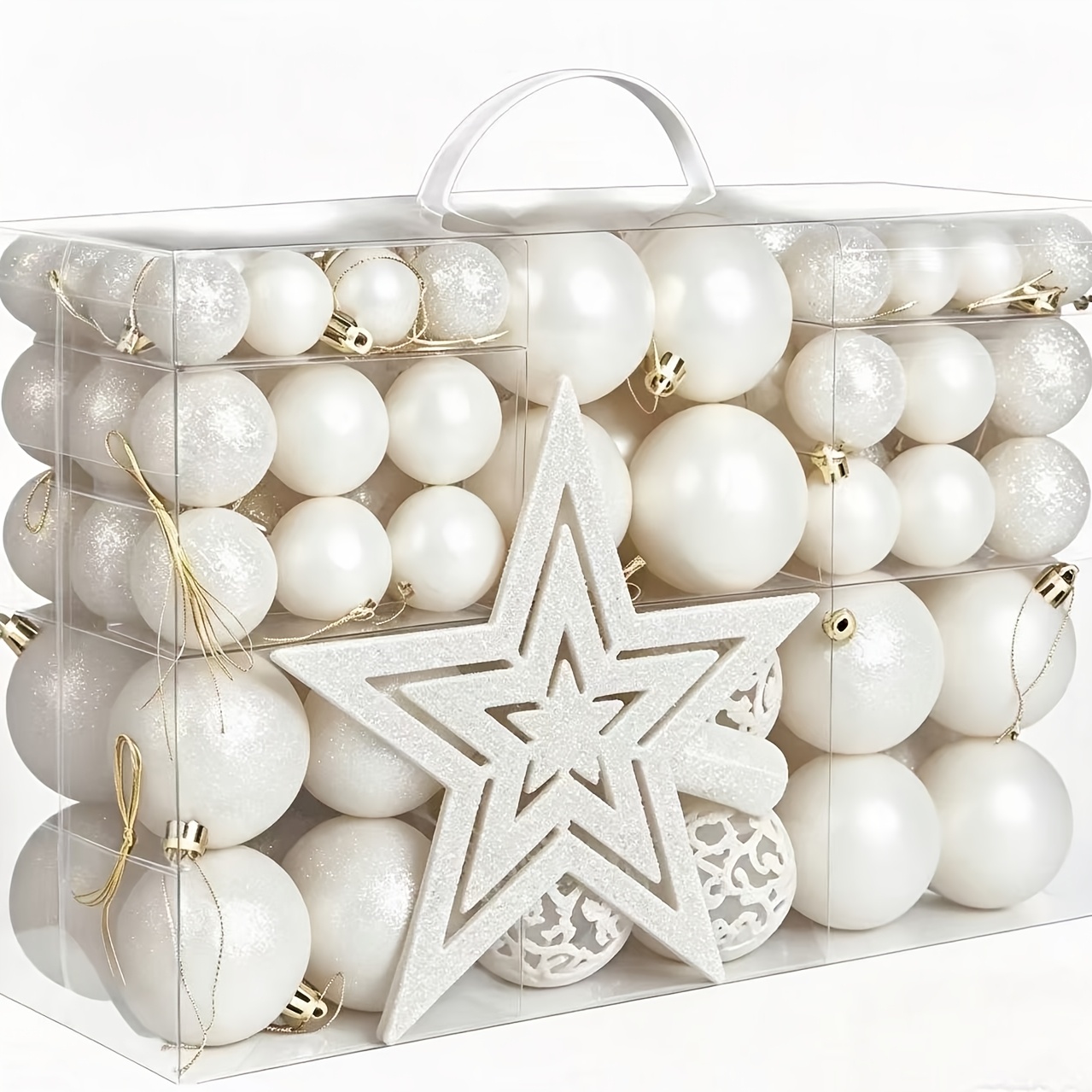 TEMU 101 pezzi di decorazioni natalizie a forma di sfera per albero di Natale, set di festive in plastica in dimensioni e assortite, decorazioni per
