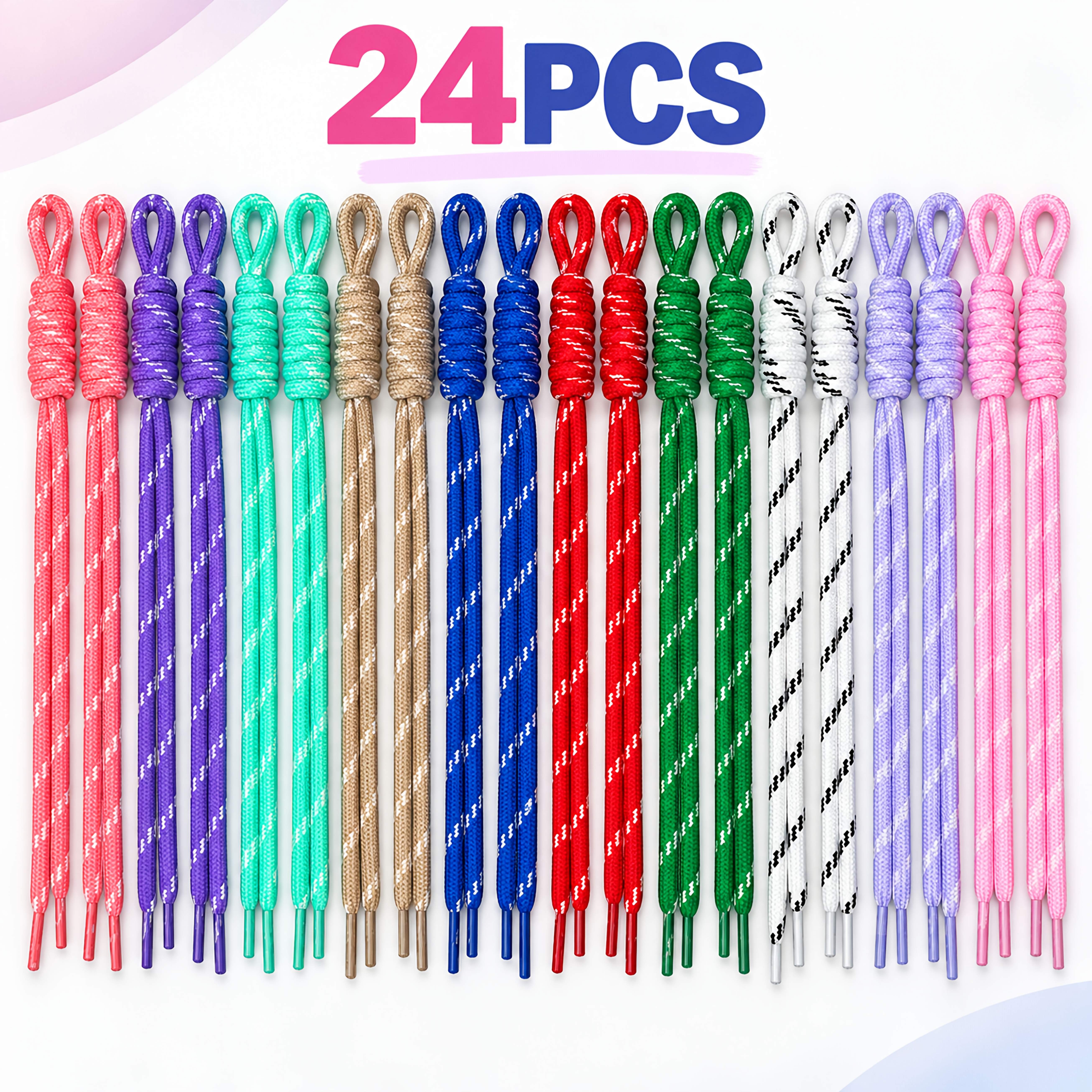 TEMU 24pcs Random Color Paracord Keychain Kit, Boho Macrame Nylon Rope For Jewelry Making, Woven Bag Hanging Ornament For Backpack Purse Wallet Phone
