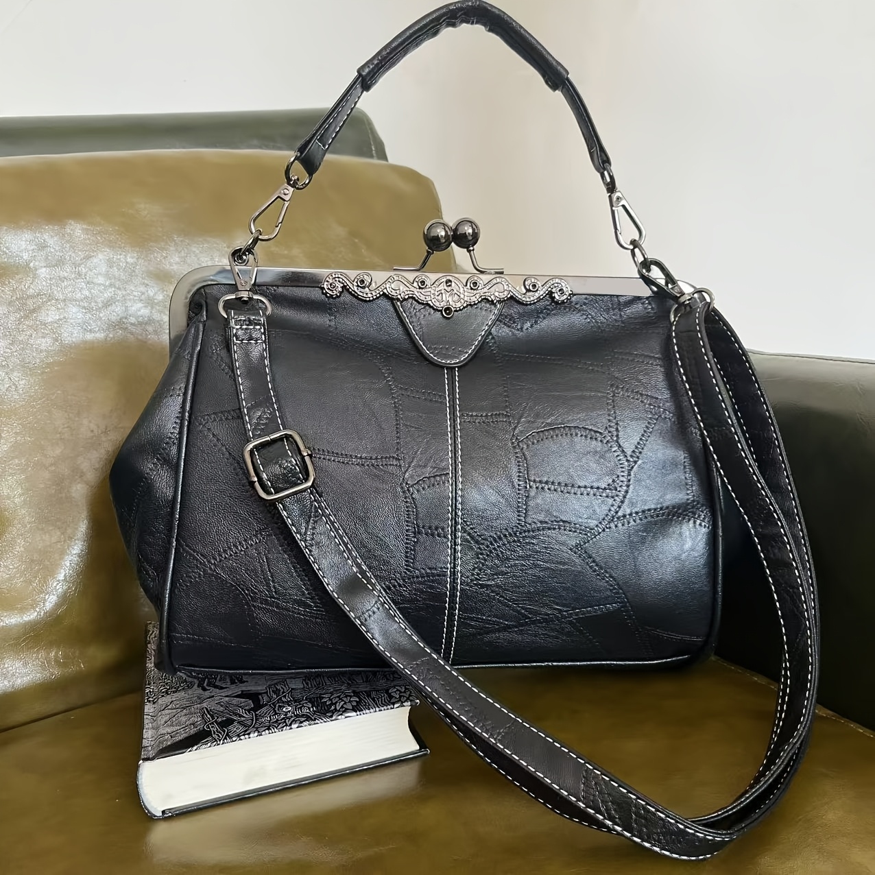 vintage steampunk leather tote bag women quilted solid - Temu vintage steampunk leather tote bag women quilted solid - Temu