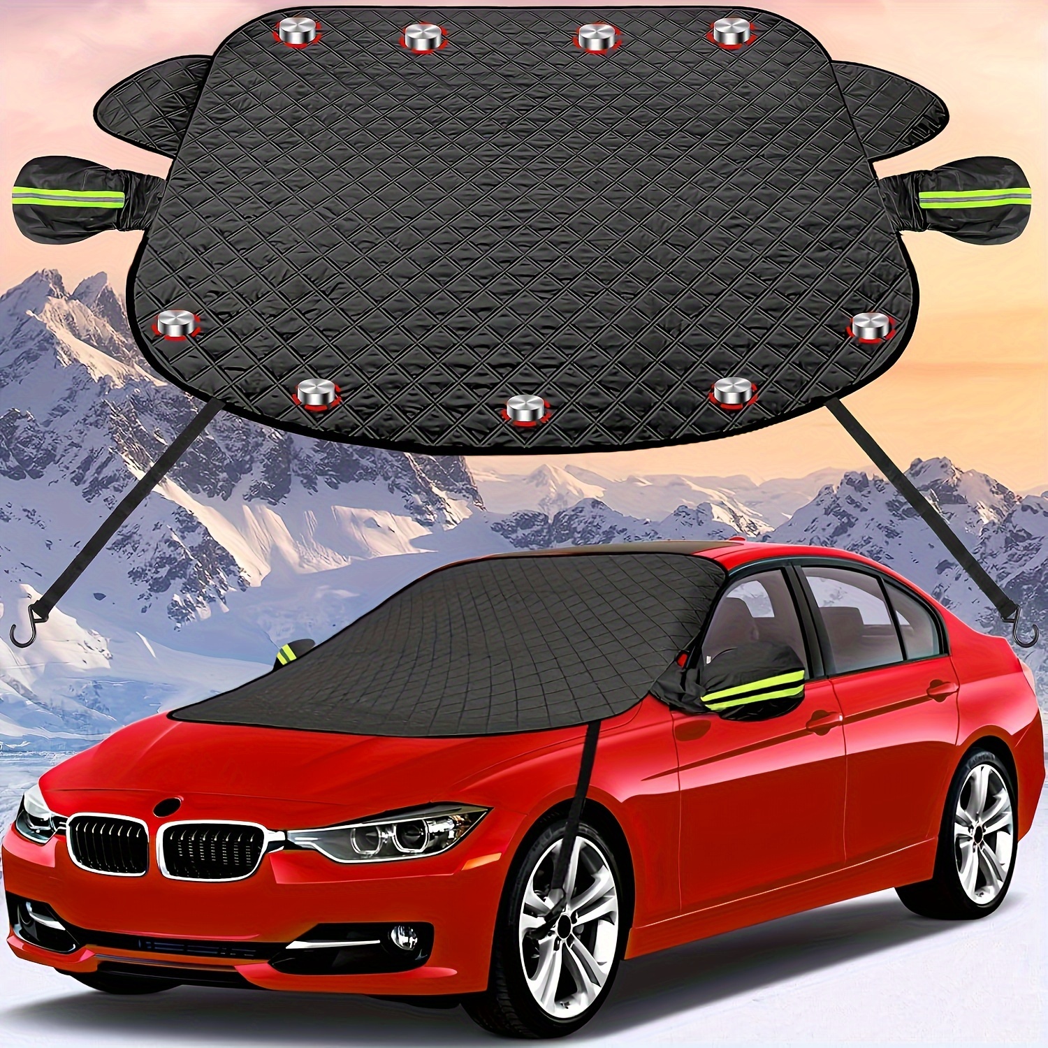 

Car Windshield With 9 Magnets To Fix , 5-layer Protection Windshield Cover Suitable For All , Blocking Tree Sap And Fallen Leaves, With Band Hook, Mirror Cover