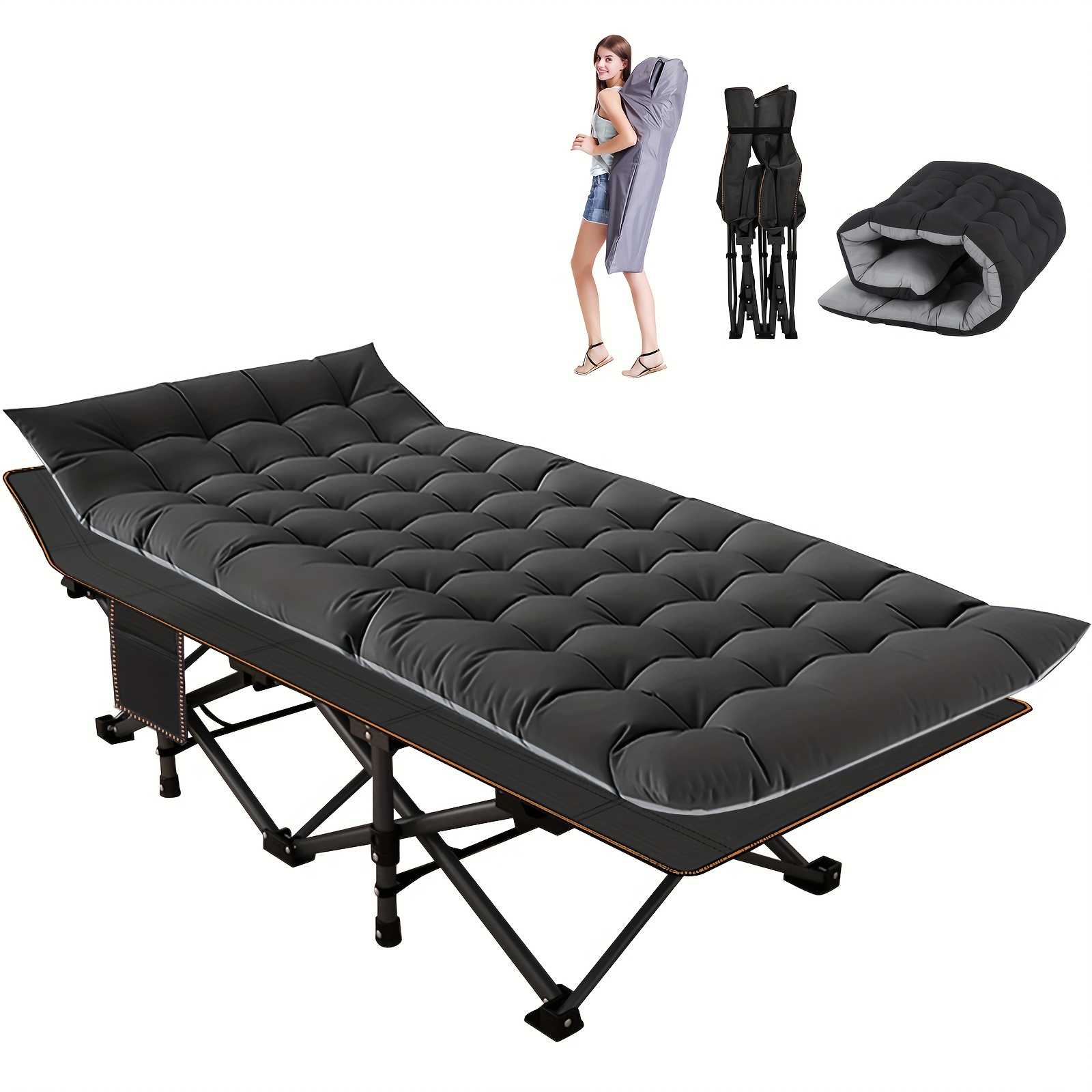 

Mophoto Folding Bed For Adults, Rollaway Guest Bed Sleeping Cot, Portable Heavy Duty Outdoor Camping Cot With Carry Bag
