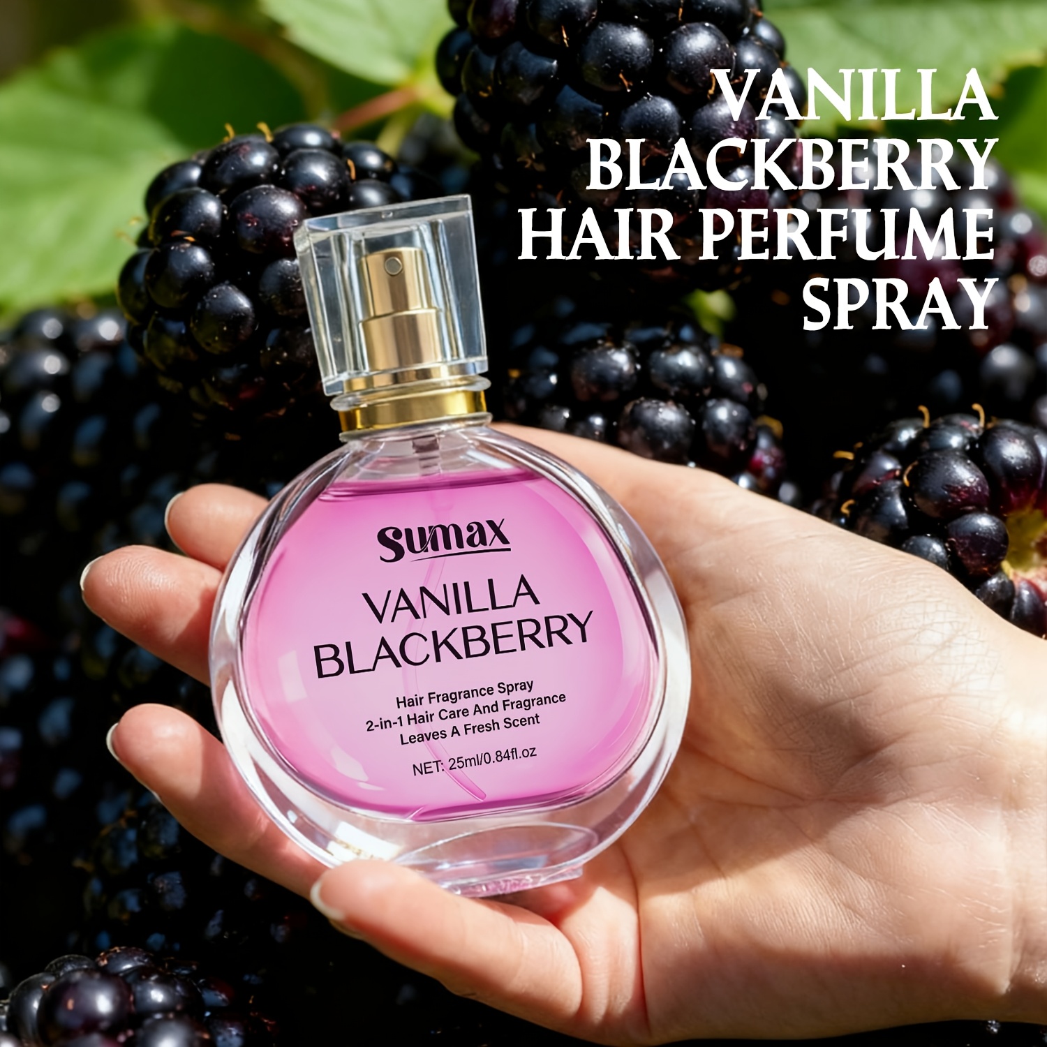 SUMAX vanilla hair spray, blackberry fragrance, hair essential oil perfume, reduce hair dryness and damage, nourish and moisturize, high-quality and lasting fragrance hair spray/body fragrance, suitable for daily/dating, an ideal gift for women
