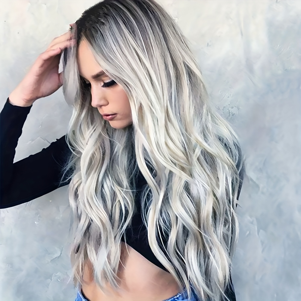 E-shop 1 Set Western und Korean Trendy Outdoor Dekoration Täglich Vielseitig Gepflegt Mittlere Teile Lange Lockige Farbverlauf Perücke