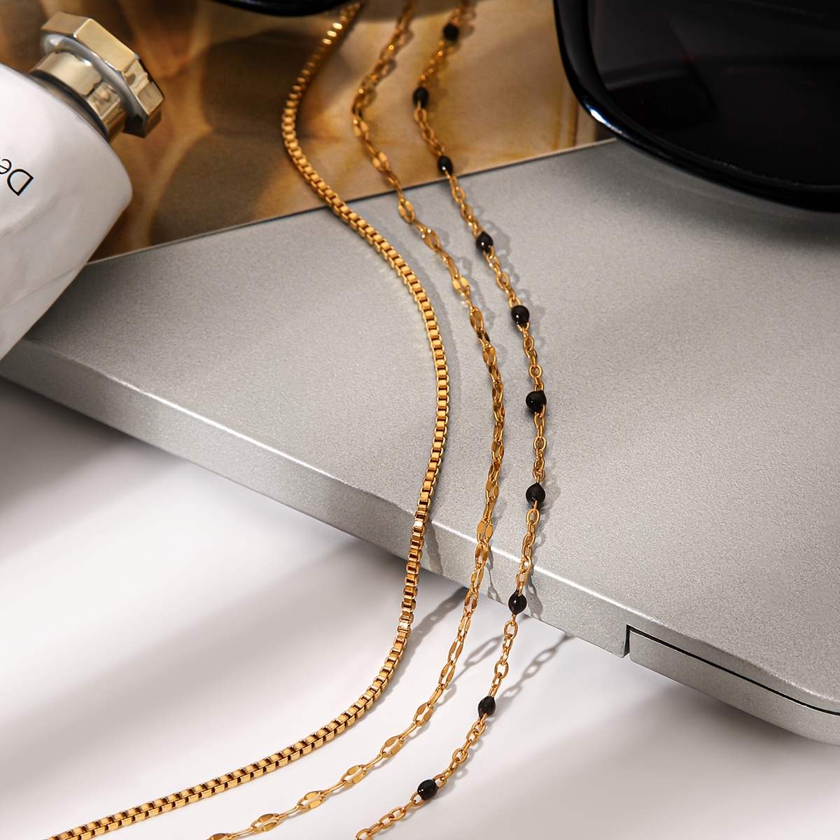Women's 18K Plated Stainless Steel Layered Chain Necklace