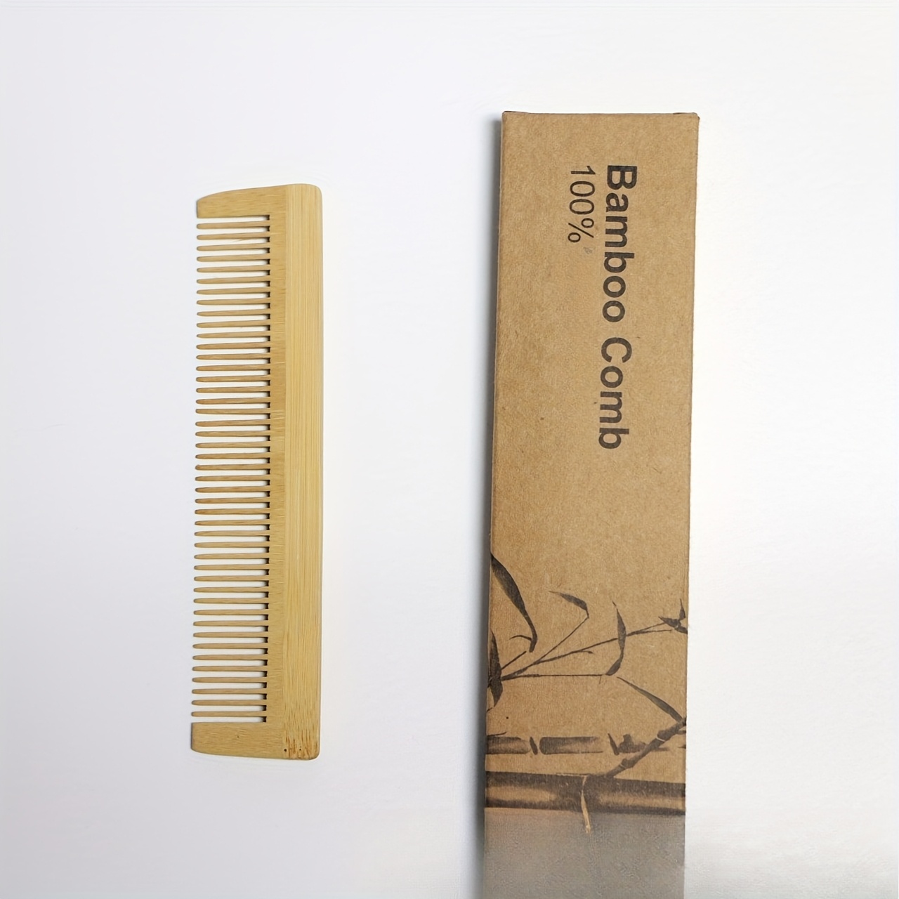 TEMU Petine in Bamb羅 Naturale Addensato per Capelli Normali - Spazzola di Legno Delicata per con Confezione in Cartone Non Verniciato, Strumento di