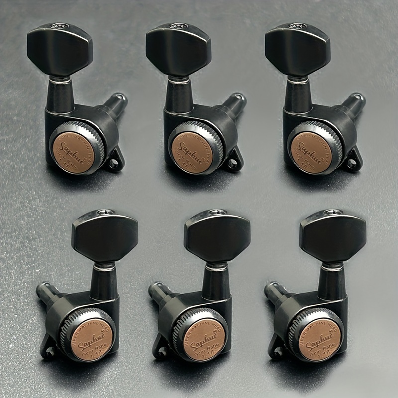 TEMU 6pcs Guitar Locking Tuners 1: 18 Lock String Tuning Key Pegs With Hexagonal Handle Replacement For Electric Folk Or Acoustic Guitars