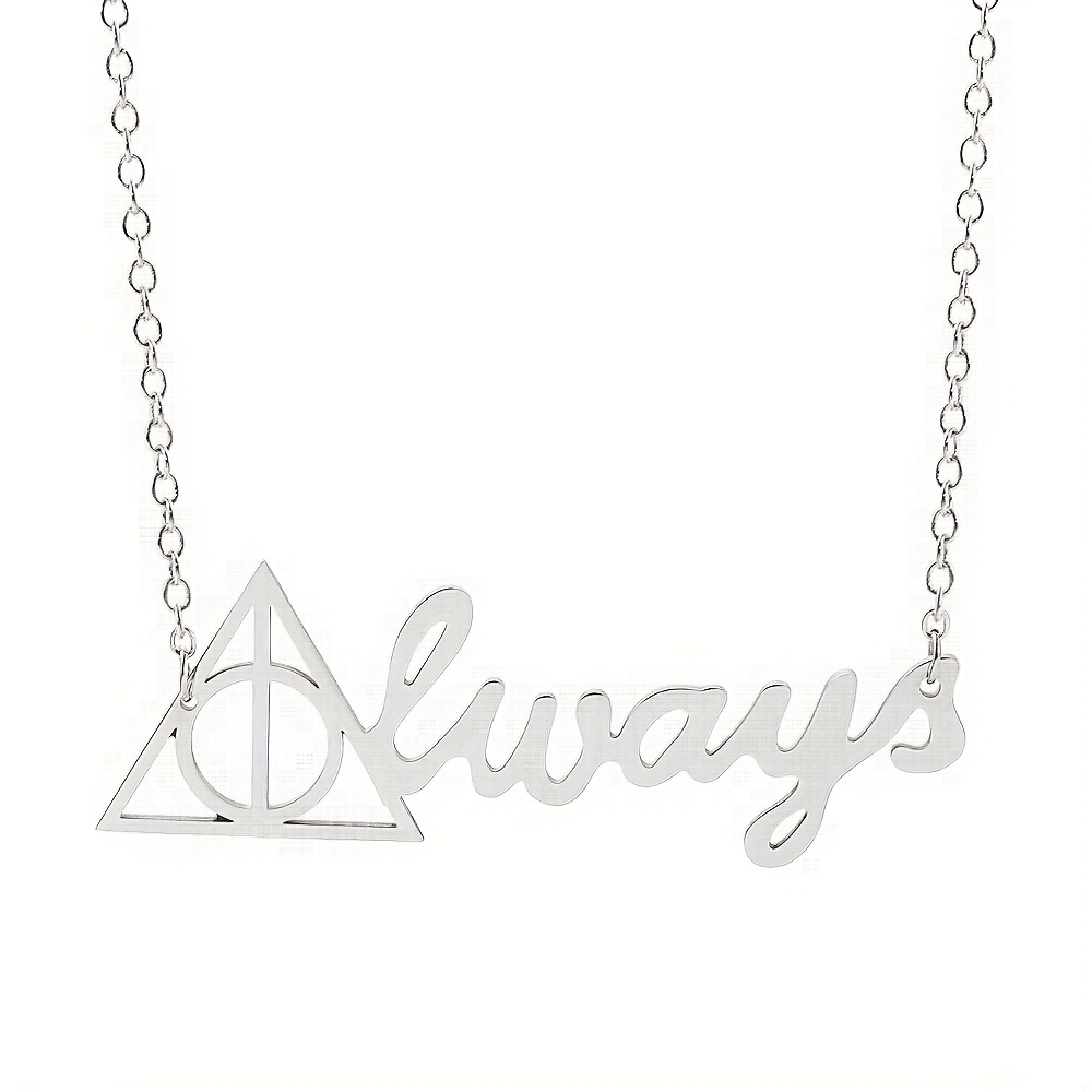 Image of 1pc Movie Harry Potter Vintage Logo Necklace Deathly Hallows Necklace For Fans Gift Accessories, For Teenager