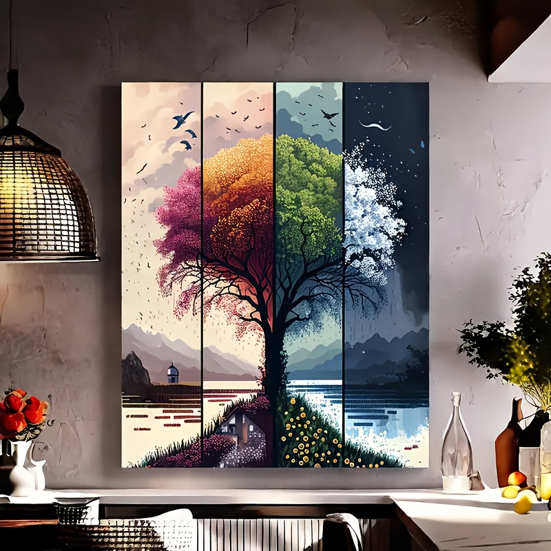 

5d Diy Diamond Painting Kit - Round & Square Diamonds, Tree Landscape Embroidery Mosaic Art, Acrylic Wall Decor Craft Set, New Diamond Painting Kits