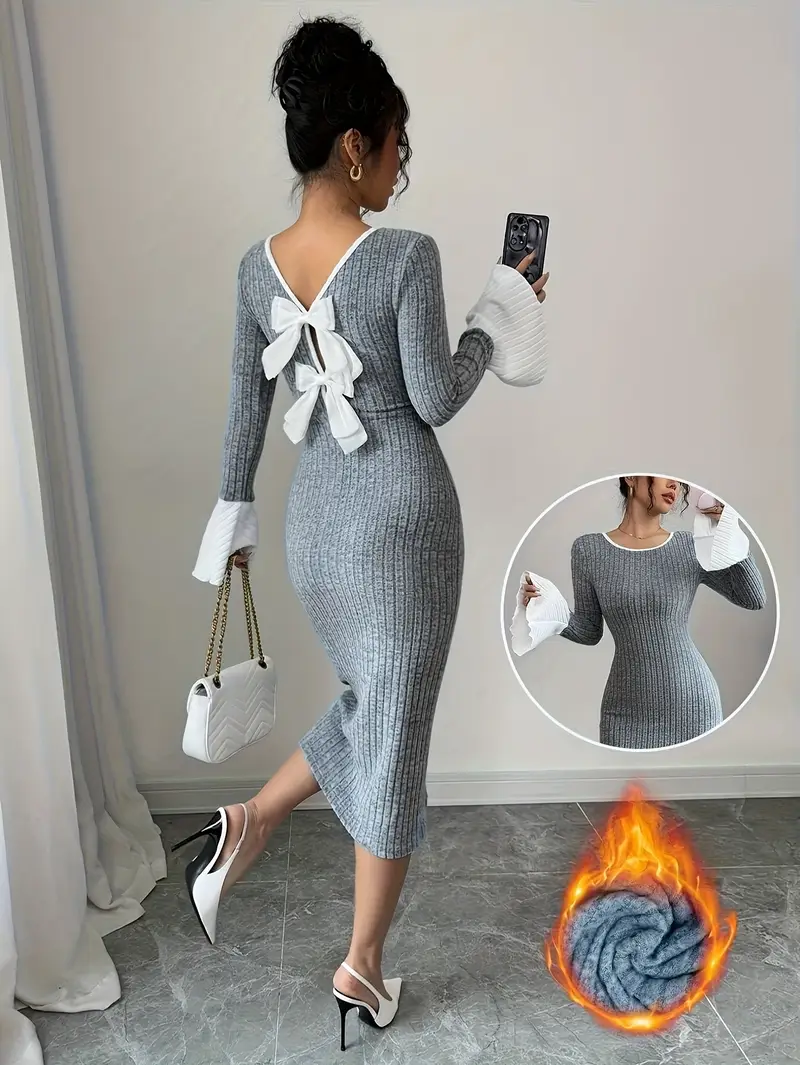 winter bodycon dress Canli4Y Women Off-Shoulder Knit Long Sleeve Midi Dress Elegant Party Outfit Evening Fall Fashion Grey S : Clothing, Shoes & Jewelry Sleeve Length Bodycon Dress Winter Outfits Fashion