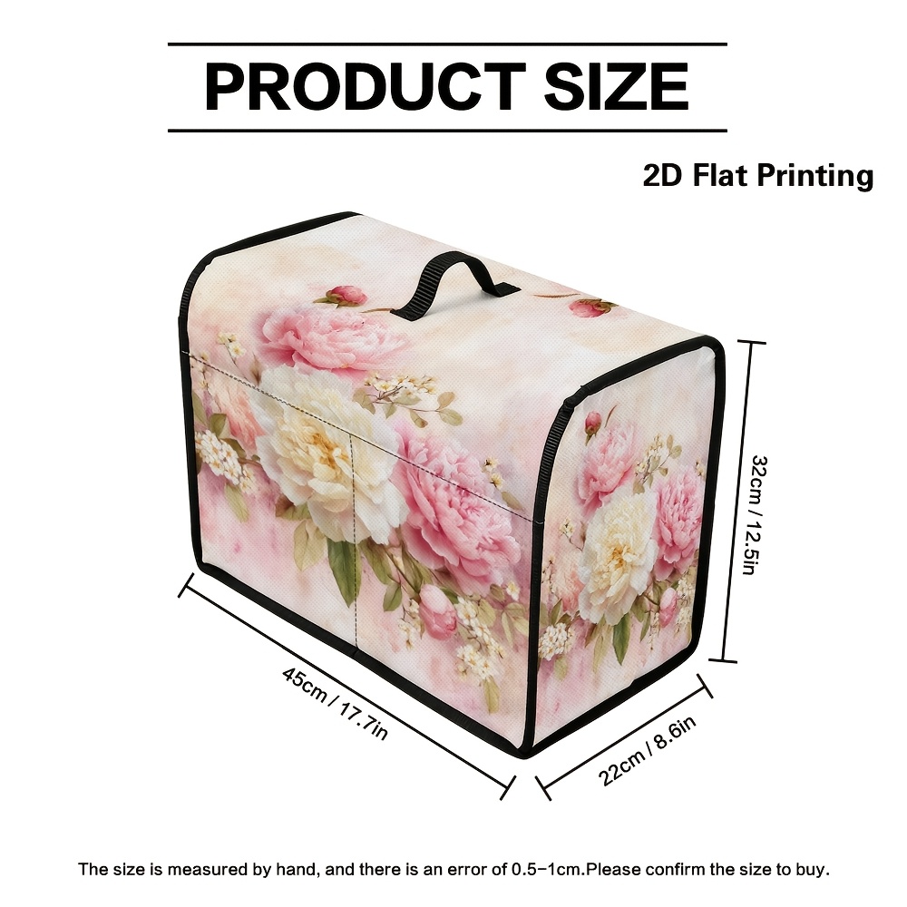 TEMU Housse de machine à coudre 1 pièce, motif floral aquarelle de , avec poche de rangement et poignée de transport - -poussière en tissu, convient
