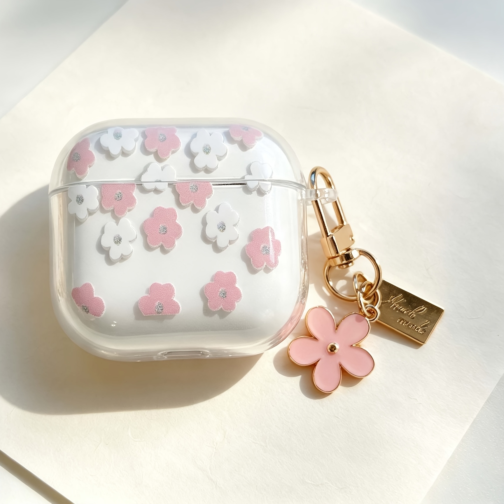 TEMU Pink And White Anti-scratch Protective Case For Airpods, Shockproof Cover