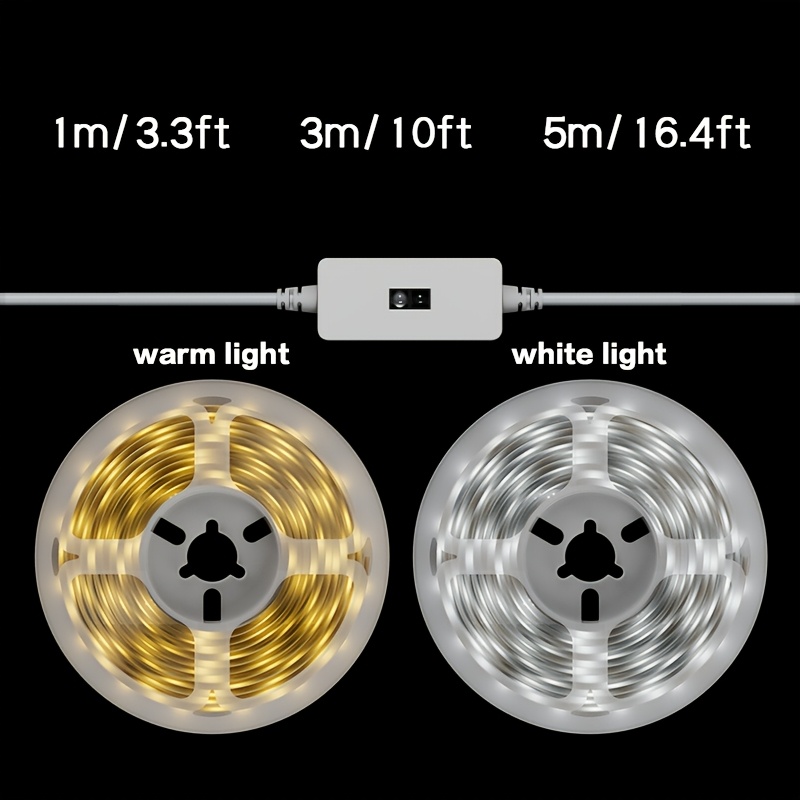 [fenglin] LED Лента със Сензор за Движение, USB Захранване, Топло/бяло 5V, Подходяща за Спалня, Кухня, Гардероб, Осветление за Телевизор в Хола, Осветление за Шкафове - Лесна Инсталация, Монтаж на Плот и Стена, Модерно Осветление за Домашен Декор