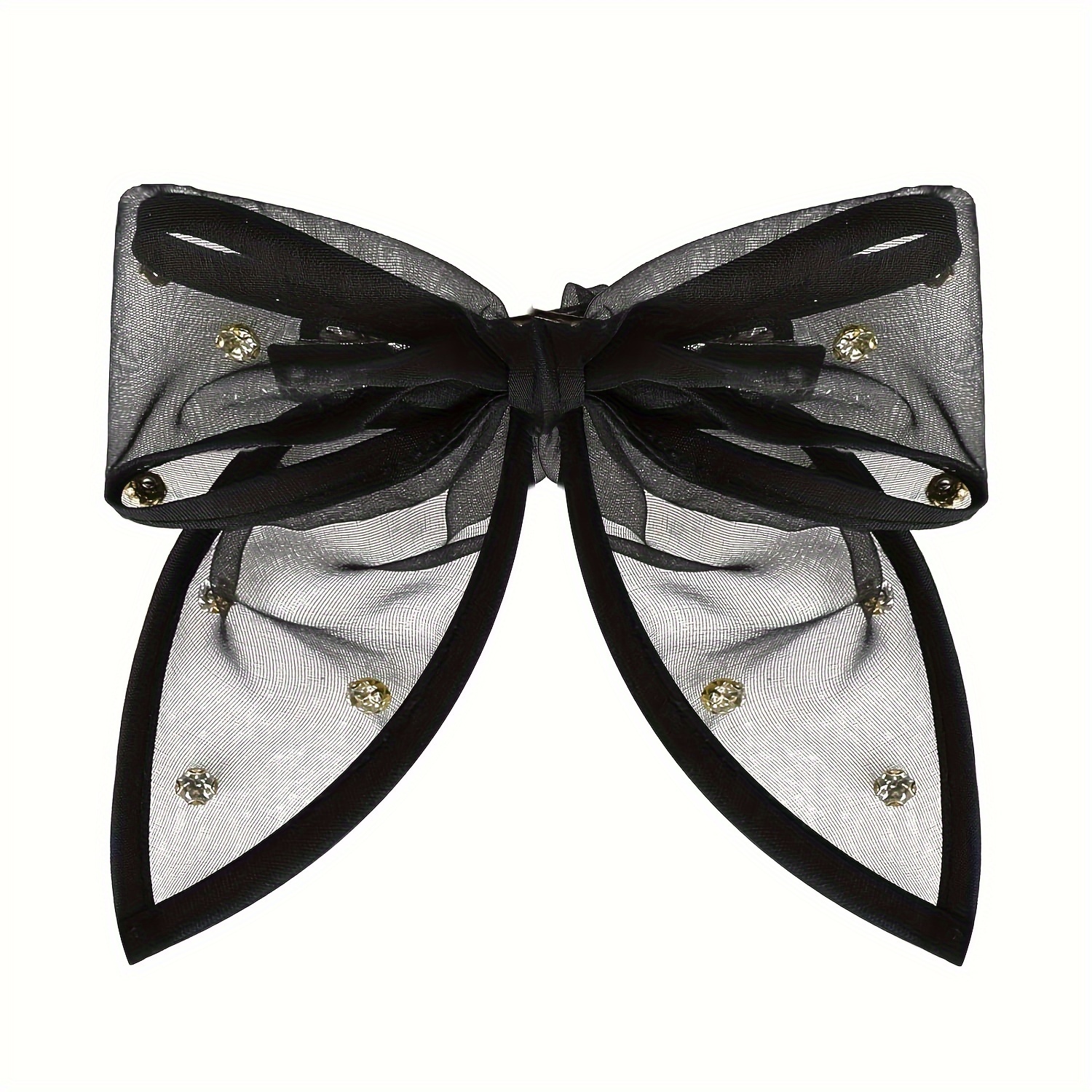 

Chic Black Lace Bow Hair Clip For Women - Cute Korean-style Floral Barrette, Elegant Tulle Bow Accessory For Girls & Brides