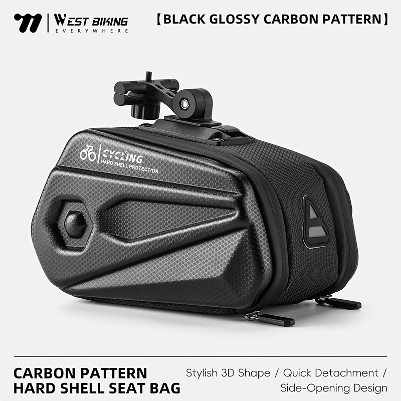 Image of West Biking 2.6l Bicycle Hard Shell Tail Bag Large Capacity Cycling Bag Eva Double-sided Tail Pack Reflective Hard Shell Pouch Mtb Road Bike Additions
