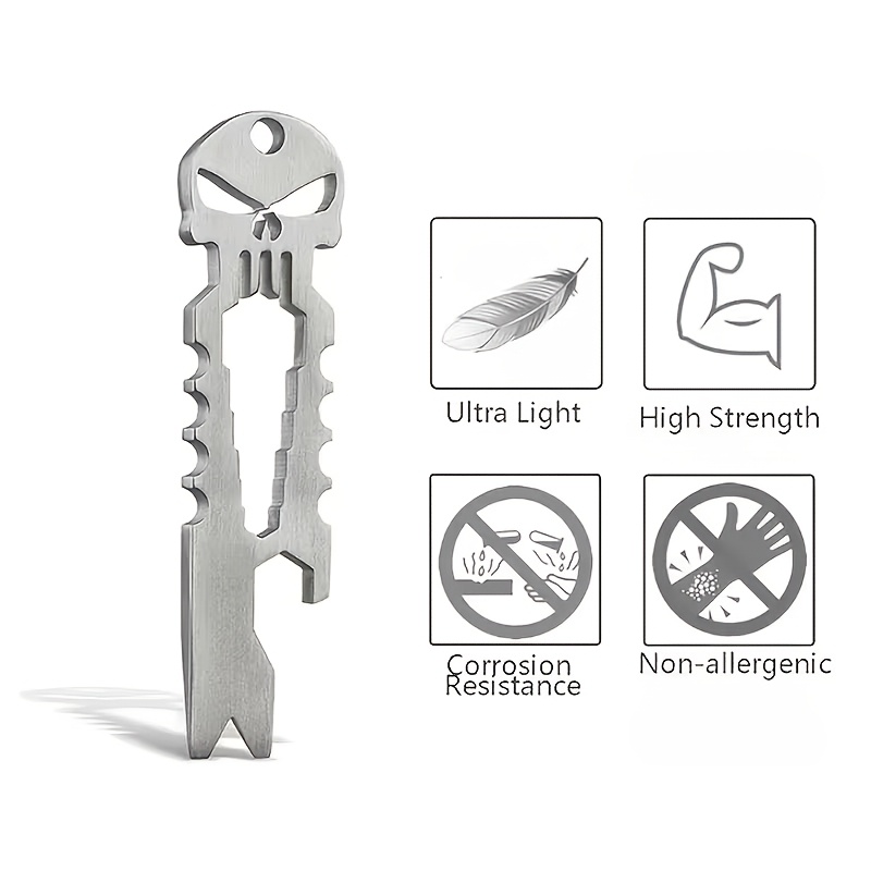 Titanium Alloy Skull-Shaped Multifunctional Keychain Tool