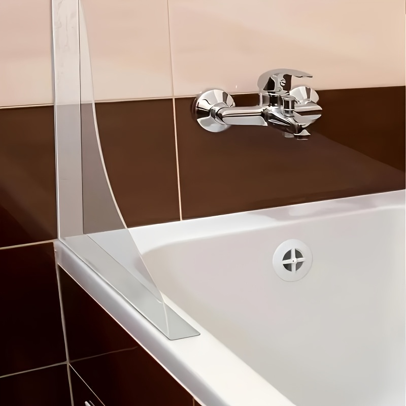 Pair of Transparent Splash Guards - Heavy-Duty Clear Bathtub and Sink Splash Guard Design, Suitable for Showers, Bathtubs, Washbasins -   with Self- , No Tools Required - Enhances Bathroom Safety and  , Elegant  , Durable Acrylic Material