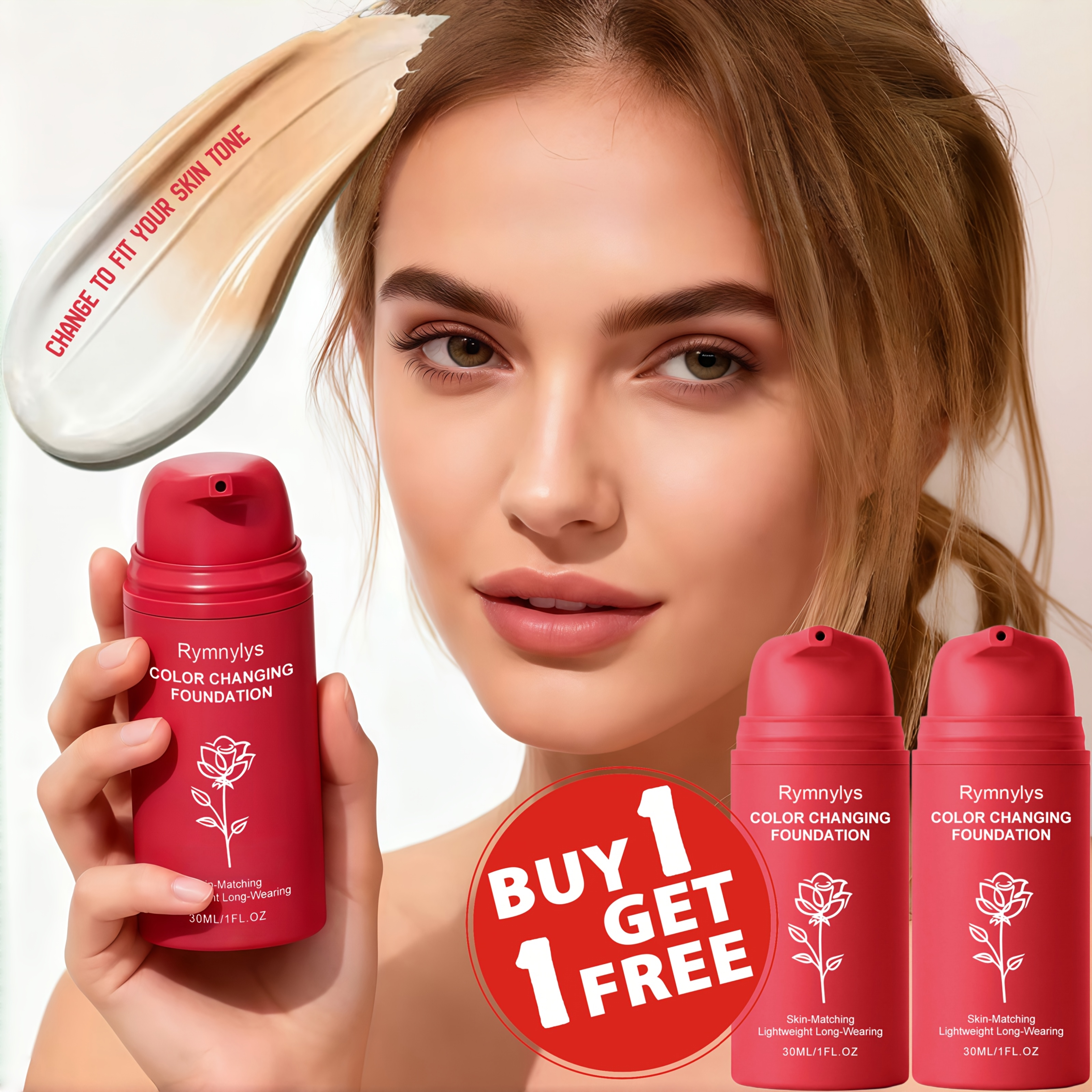 TEMU 2pcs Temperature-controlled Color-changing Liquid Foundation Suitable For Women, Suitable For Types, Matching Base With Hydration, Buildable