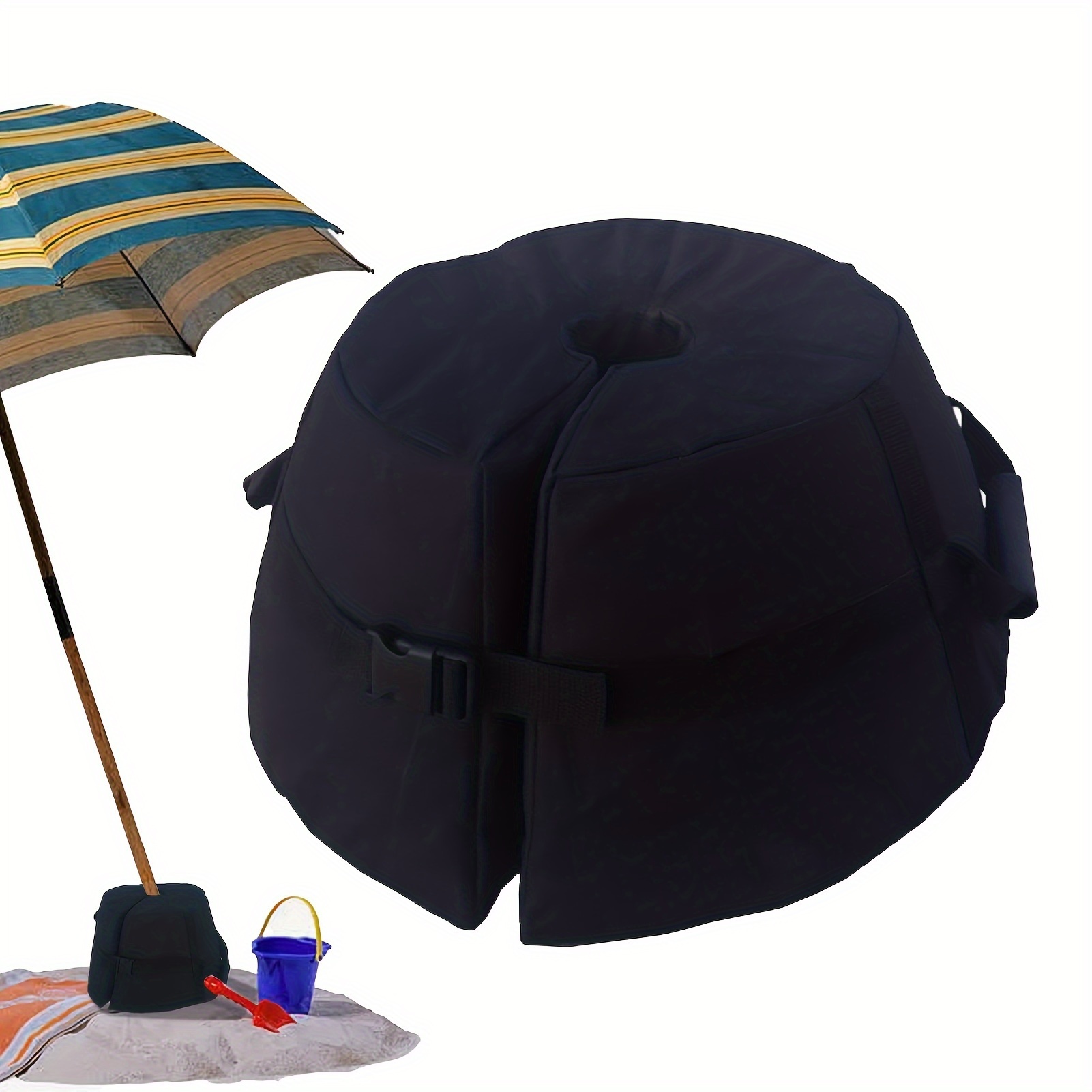 1pc ビーチ旅行用ウェイトベースサンドバッグ、屋外傘テント固定アンカーサンドバッグ、600D PVCコーティングオックスフォードファブリック、ブラック