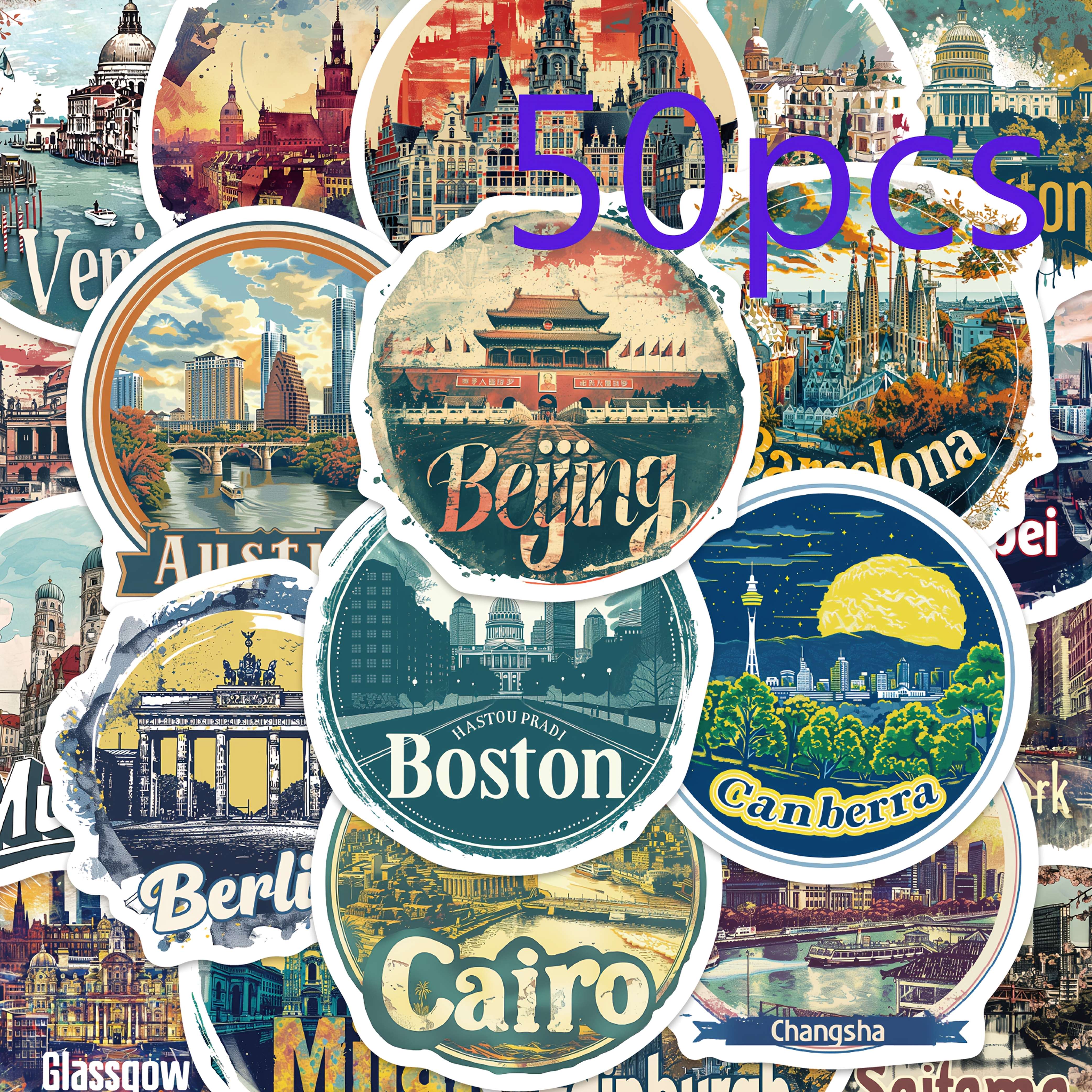 50 Iconic City Buildings Are Decorated On Guitars, Skateboards, Refrigerators, Suitcases, Notebooks, Phone Cases, Tablets, Diaries, And Stickers.