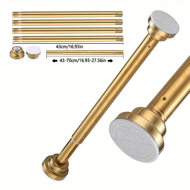 Heavy Duty Tension Rod 27.56-84.65 Inch Black Silvery Rustproof Shower Curtain Rod, No Drilling Spring Rod With Extra Wide Non-slip Pads For Bathroom/kitchen/closet