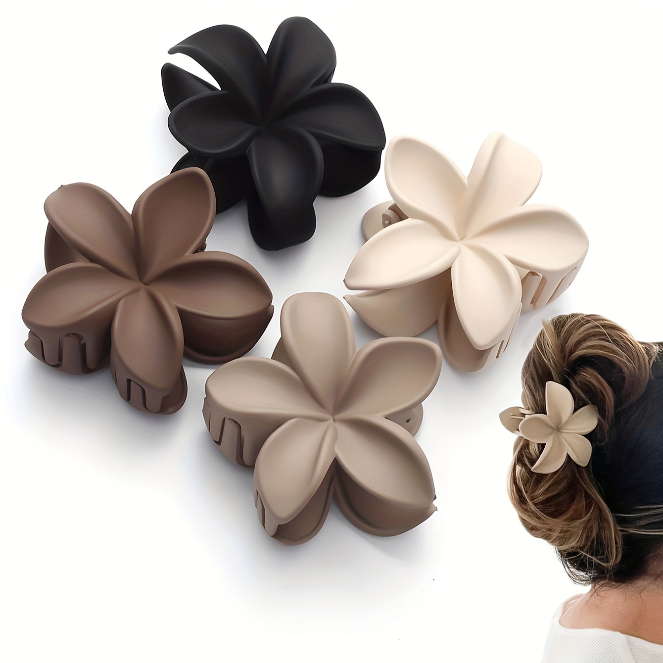 

Elegant Floral Hair Clip Set For Women - & Stylish, Long & Curly Hair, Diyplus Resin Flower Barrettes In Assorted Colors