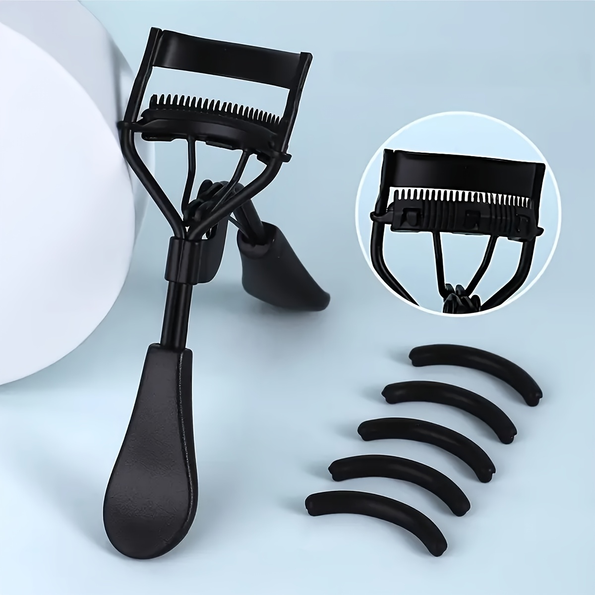 TEMU Pince à Cils Portable - avec Peigne et Bandes Remplaçables, Traite Doucement les Cils, Design Ergonomique, Adaptée à Toutes les d'Yeux, Idéale