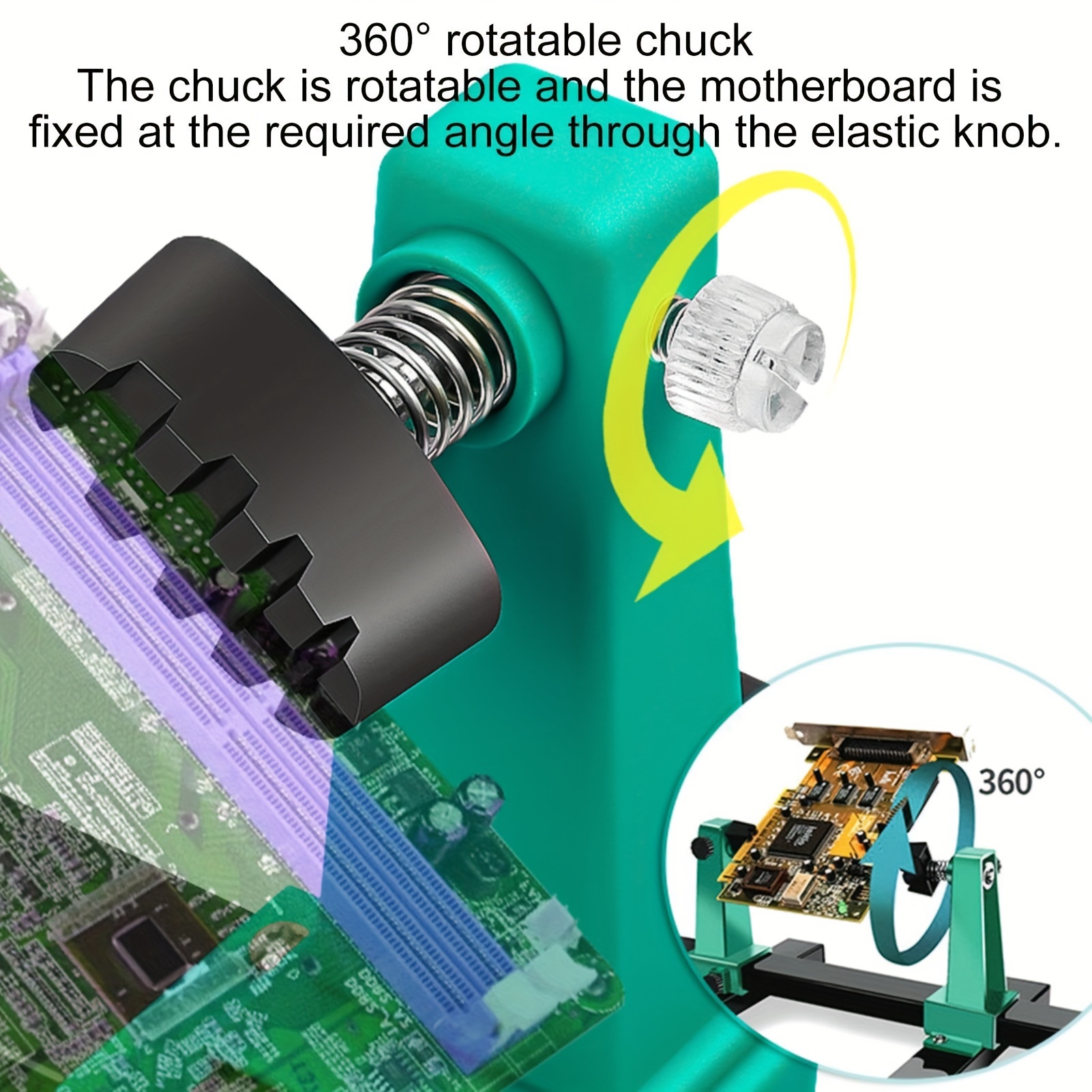 מחזיק PCB מתכוונן - גיג מסתובב 360° ללוח מעגלים להלחמה והרכבה, מעמד תיקון פלסטיק עמיד פרטים 1