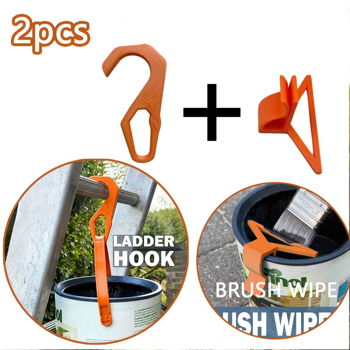 TEMU 2pcs Household Hook + Brush Wiper, Ladder Hook For Convenient Wall And Roof Repairs, Avoids Climbing Up And Down Ladders, Easy Placement Tools,