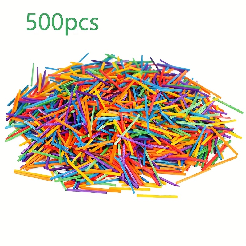 500pcs/1000pcs Colored Wooden Art Sticks, Ideal For Craft Creation, Counting And Model Making