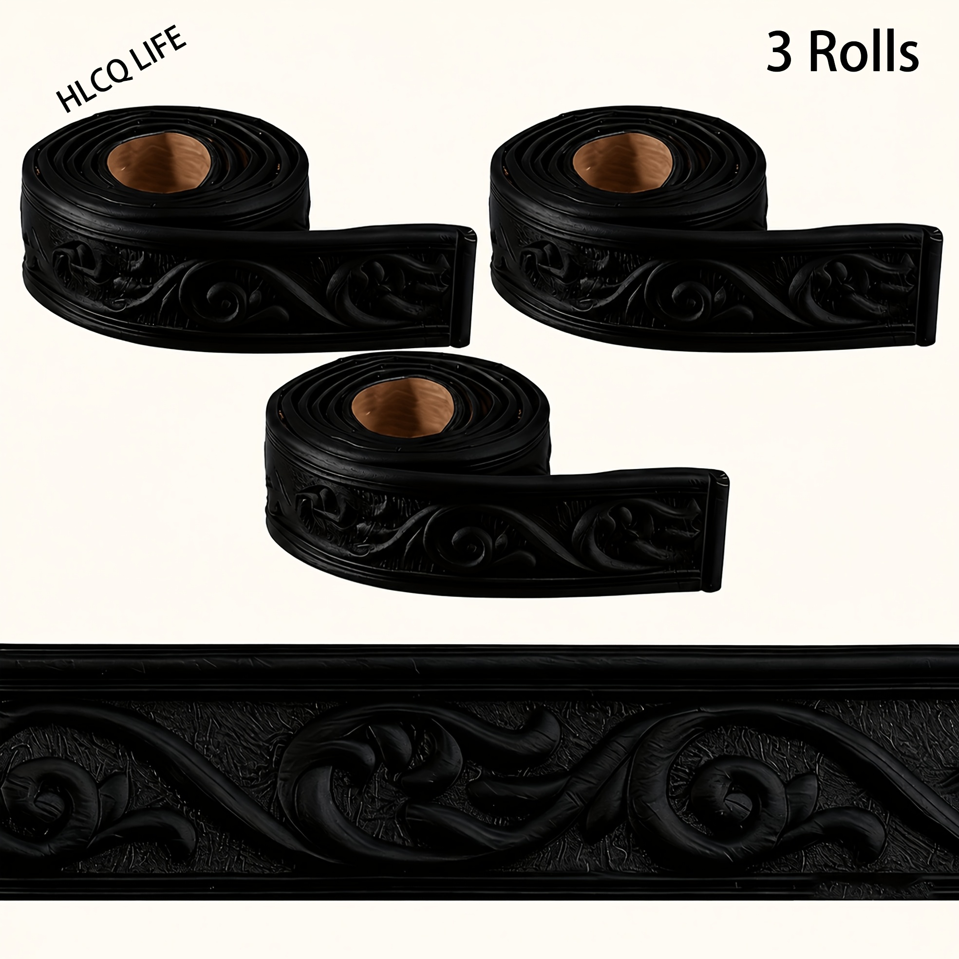 TEMU 3 Rolls 3d Decorative Wall Stickers, Crown-shaped Self-adhesive Wall Stickers, Length 345cm, Self-adhesive Skirting Board, Decorative Wallpaper