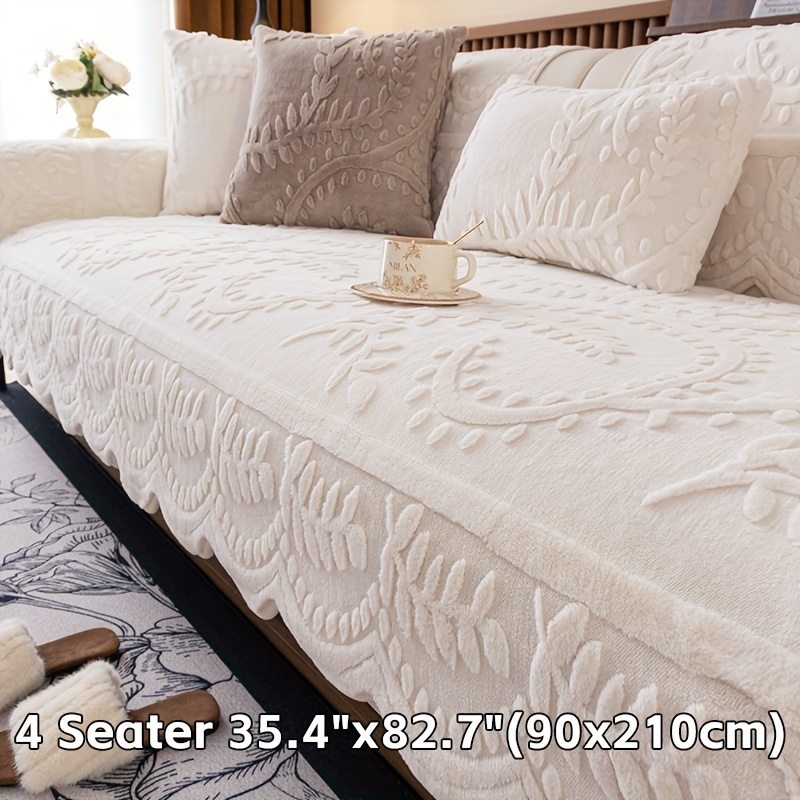 TEMU 1 pièce Coussin de canapé d'hiver chaud et épais en , Housse de canapé antidérapante en peluche longue adaptée aux animaux domestiques, Lavable,