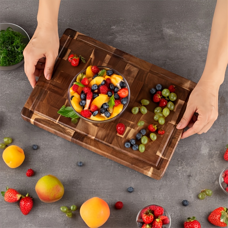 

Planche à Découper en Bois d'Acacia avec Évier - Parfaite pour , à Manger & les Célébrations de Fêtes - Bloc de Découpe en Bois Sûr pour les Aliments, Idéal pour Noël, pour Thanksgiving