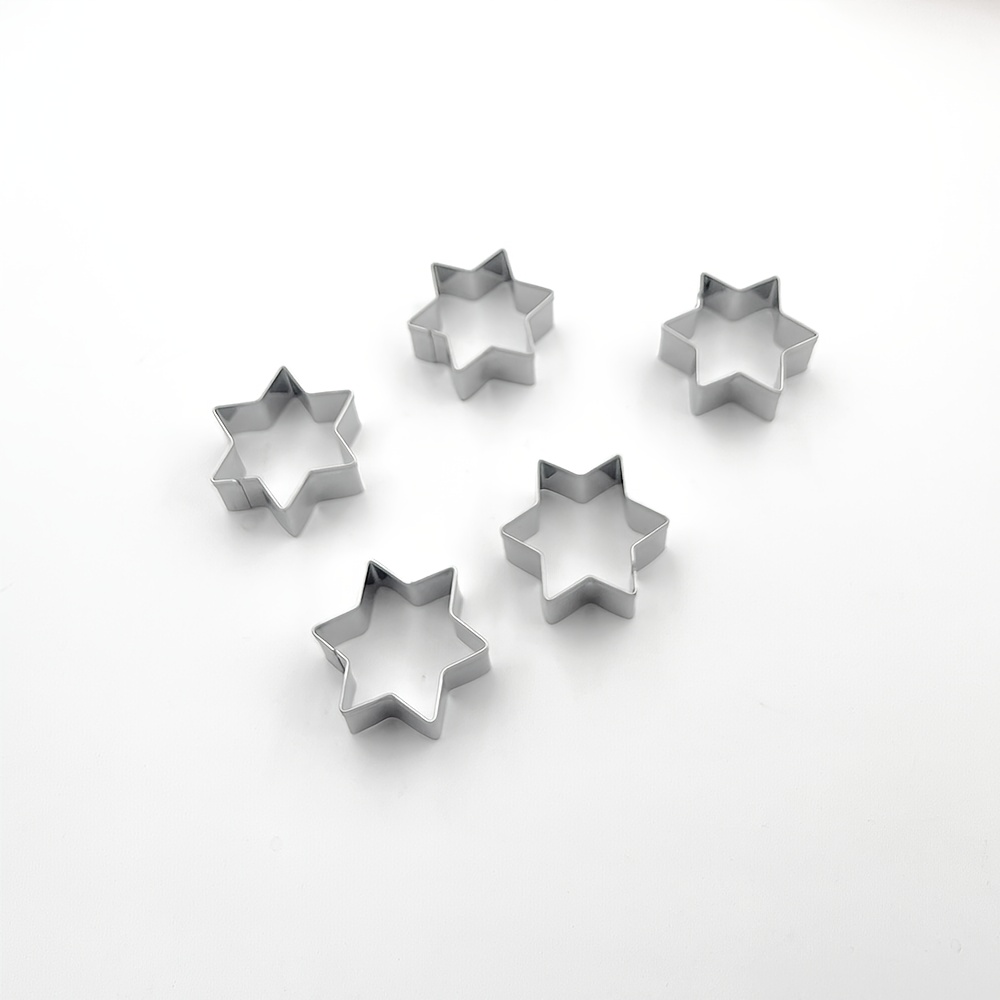 Image of Christmas Hexagonal Star 5pcs Biscuit Mold Stainless Steel Cake Cutting Mold Sugar Flipping Mold Cake Baking