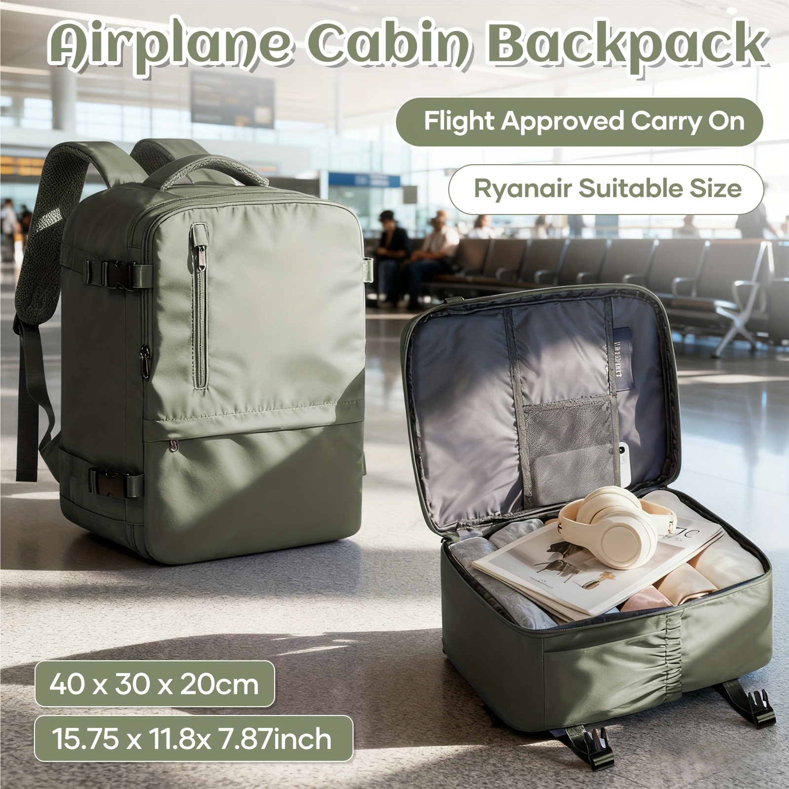 TEMU Ladies' Backpack Ryanair Cabin Bag , Measuring 40×30×20cm. It Serves As A Hand Luggage Bag, Weekend Bag, Laptop Backpack