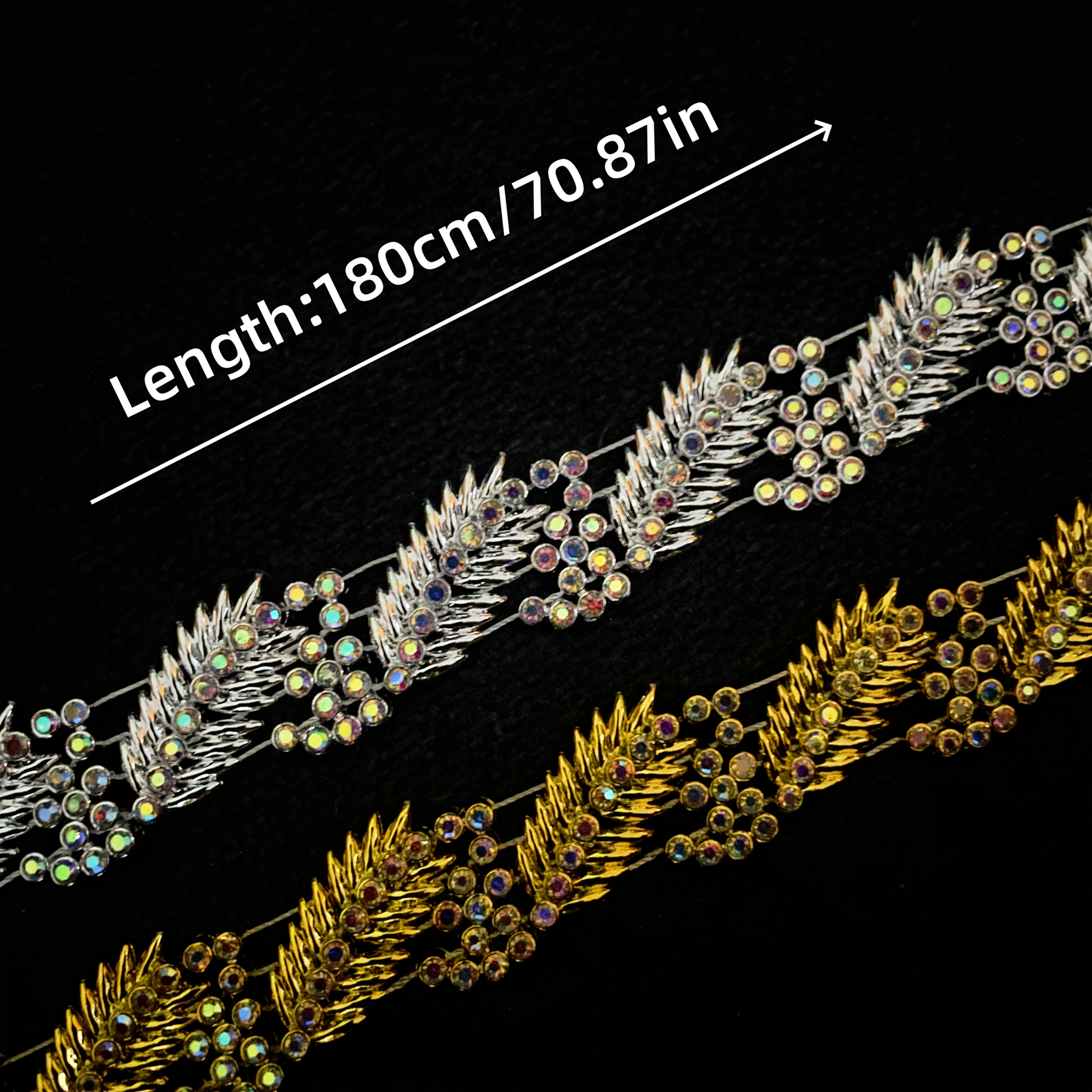 180cm Rhinestone Decorative Lace for Party Dress Embellishment