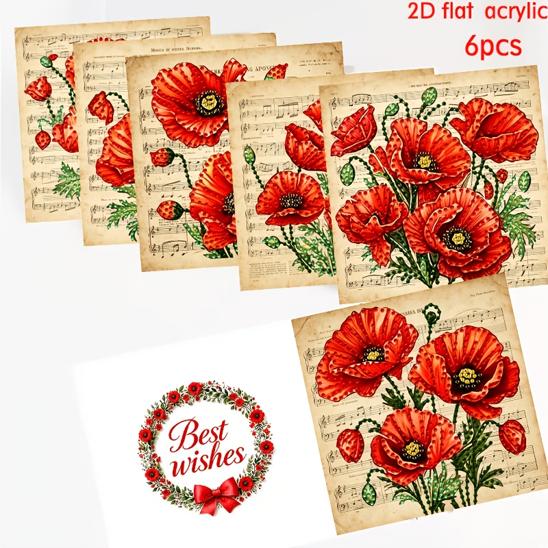 TEMU 6pcs Diy Diamond Painting Greeting Card & Invitation Kit With Envelopes - Sparkling Rhinestone Craft Suitable For All-occasion Thank You Cards,